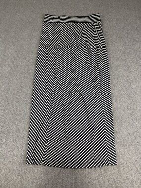 Eddie Bauer Womens Blue/White Striped Elastic Waist Maxi Skirt M